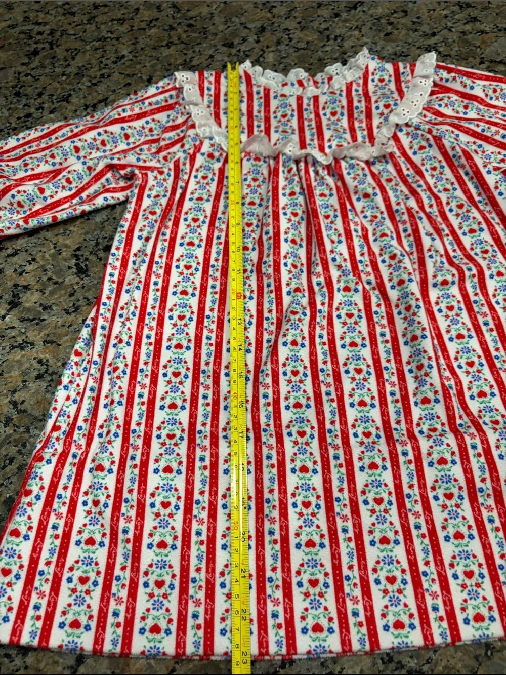Lanz of Salzburg Girls 3T Vintage Nightgown Classic Print Eyelet Trim